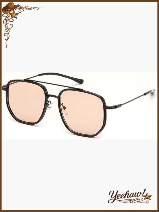 Retro Aviator Square Metal Frame Sunglasses UV Protection Lightweight Unisex main image 5